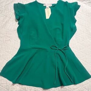 Monteau Flutter Sleeve Blouse Top with Side Bow Size Med
